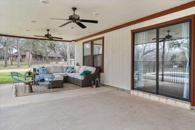 5014 Little Valley Rd, Leander, TX 78641 - view of patio featuring ceiling fan and outdoor lounge area