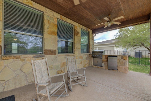 10242 Brangus Rd, Driftwood, TX 78619 - view of patio / terrace featuring an outdoor kitchen and ceiling fan
