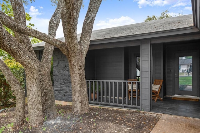 3503 Gable Dr, Austin, TX 78759 - view of home's exterior with a porch and stone siding