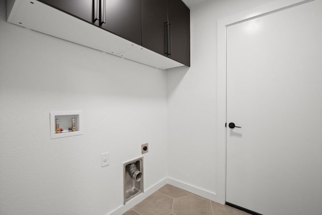 3503 Gable Dr, Austin, TX 78759 - laundry room with electric dryer hookup, cabinet space, washer hookup, and light tile patterned floors