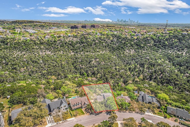 1607 Bay Hill Dr, Austin, TX 78746 - aerial overview of property's location featuring property boundaries highlighted