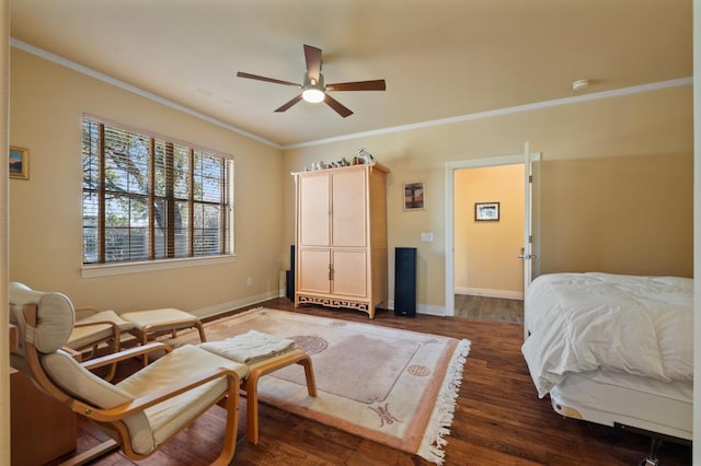 101 Knarr St, Austin, TX 78734 - bedroom with wood finished floors, ornamental molding, and ceiling fan