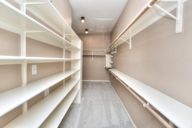 8016 Tahoe Parke Cir, Austin, TX 78726 - walk in closet featuring attic access and carpet flooring