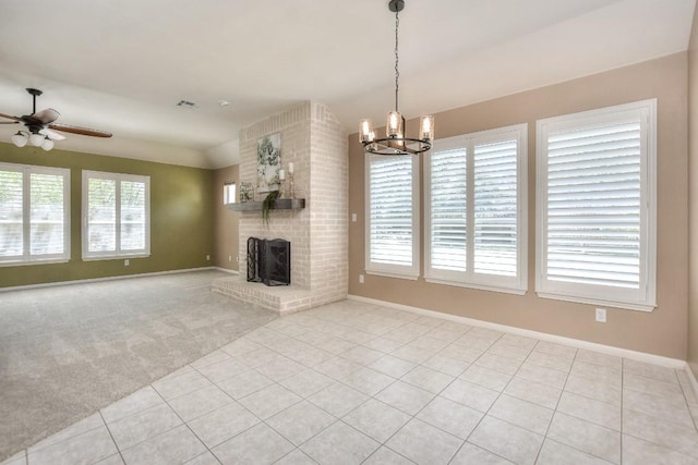 8016 Tahoe Parke Cir, Austin, TX 78726 - unfurnished living room with a chandelier, ceiling fan, baseboards, and tile patterned flooring