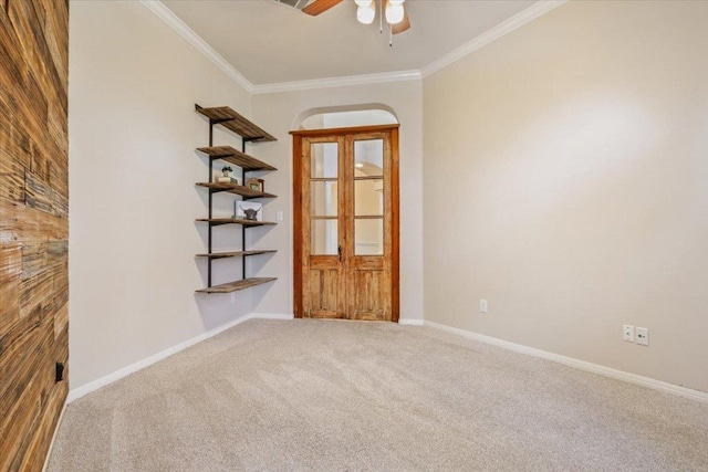 8016 Tahoe Parke Cir, Austin, TX 78726 - carpeted spare room featuring crown molding and a ceiling fan