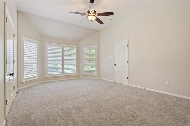 8016 Tahoe Parke Cir, Austin, TX 78726 - carpeted empty room featuring vaulted ceiling and a ceiling fan