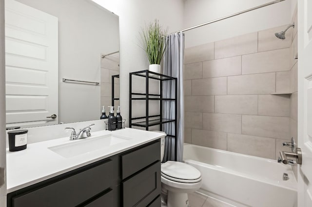 8112 Hubble Walk, Austin, TX 78744 - bathroom with shower / bath combo with shower curtain, vanity, toilet, and tile patterned flooring