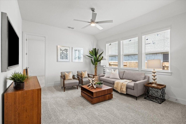 506 Diamondleaf Dr, Buda, TX 78610 - carpeted living room with a ceiling fan and baseboards