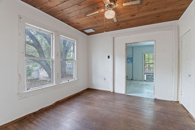 18309 Lake Oaks Dr, Jonestown, TX 78645 - empty room featuring wooden ceiling, hardwood / wood-style floors, and ceiling fan