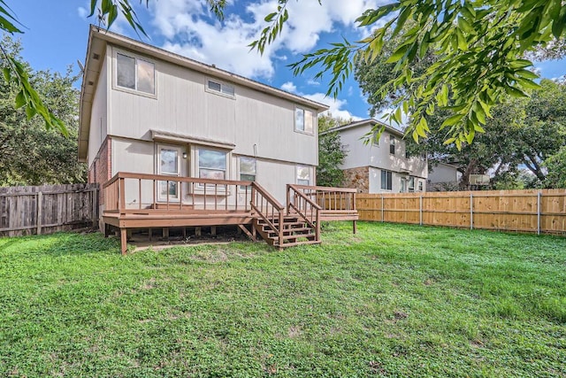 1142 Sundrop Pl, Round Rock, TX 78665 - rear view of property featuring a fenced backyard and a wooden deck