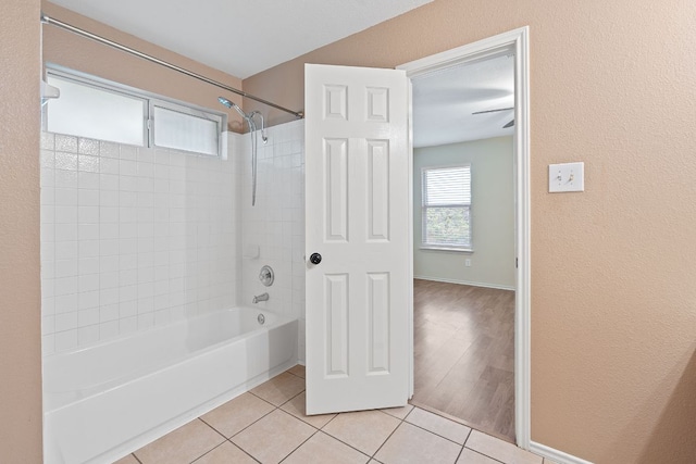 1142 Sundrop Pl, Round Rock, TX 78665 - full bath with shower / bathtub combination, tile patterned floors, and a textured wall