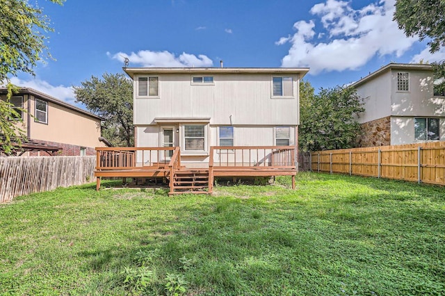 1142 Sundrop Pl, Round Rock, TX 78665 - back of house featuring a fenced backyard and a wooden deck