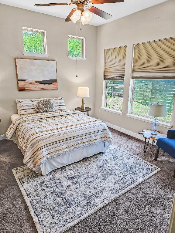10601 Twisted Elm Dr, Austin, TX 78726 - bedroom with carpet floors and a ceiling fan