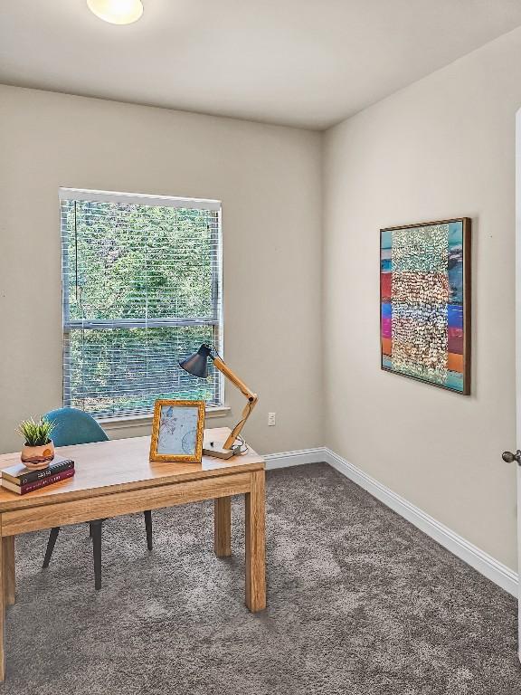 10601 Twisted Elm Dr, Austin, TX 78726 - office area featuring carpet and baseboards