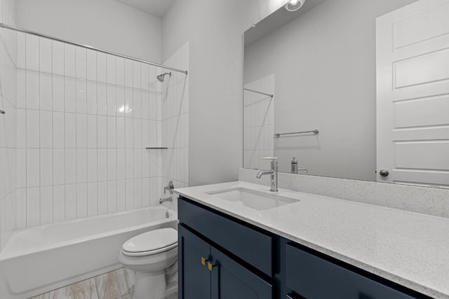 8212 Bouvreuil Dr, Austin, TX 78738 - bathroom featuring toilet, vanity, and tub / shower combination