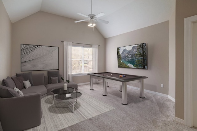 10204 Treasure Island Dr, Austin, TX 78730 - rec room with lofted ceiling, ceiling fan, and carpet