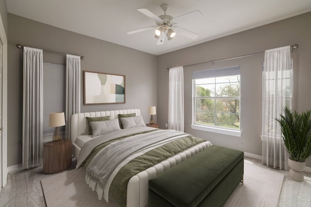 10204 Treasure Island Dr, Austin, TX 78730 - bedroom with light colored carpet and ceiling fan