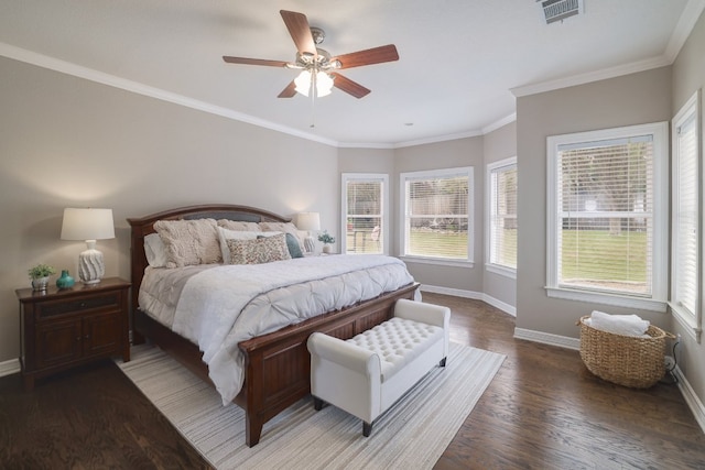 10204 Treasure Island Dr, Austin, TX 78730 - bedroom with wood finished floors, crown molding, and ceiling fan