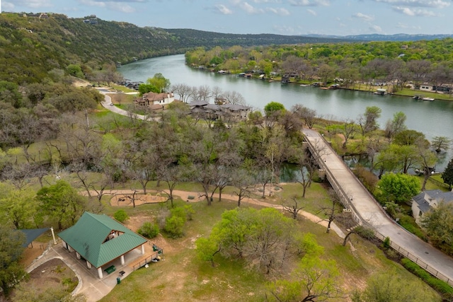 10204 Treasure Island Dr, Austin, TX 78730 - aerial view of a nearby body of water and a heavily wooded area