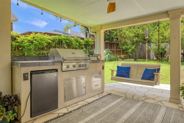 10204 Treasure Island Dr, Austin, TX 78730 - view of patio / terrace with area for grilling and a ceiling fan