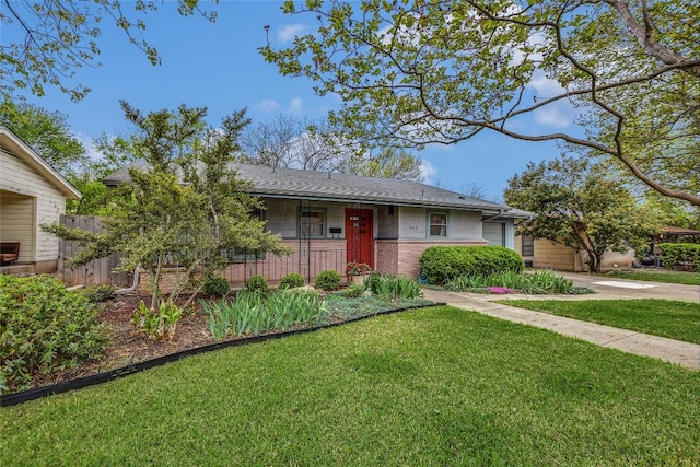 1513 Beckett St, Austin, TX 78757 - single story home featuring covered porch, driveway, a front yard, brick siding, and fence