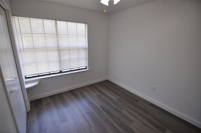 12223 Antoinette Pl, Austin, TX 78727 - spare room featuring dark wood-type flooring and ceiling fan