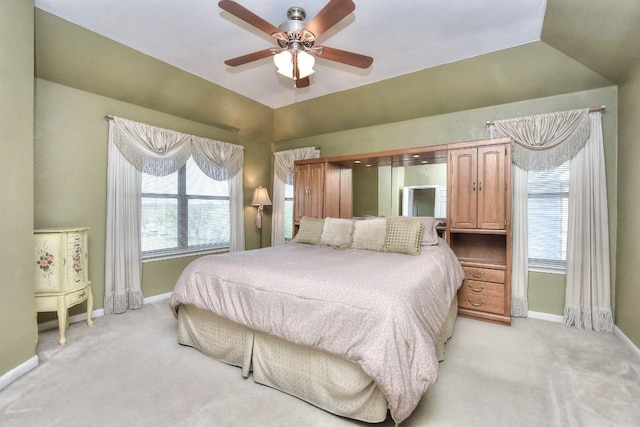 2435 Candle Ridge Trl, Georgetown, TX 78626 - bedroom featuring light carpet, baseboards, and vaulted ceiling