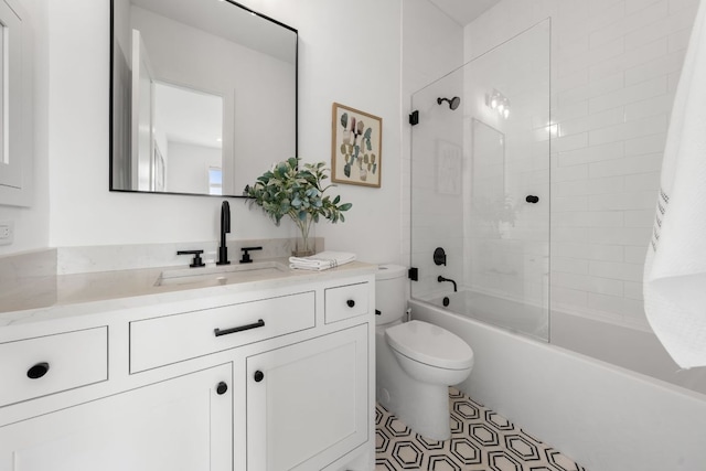 13408 Galleria Cir, Austin, TX 78738 - bathroom featuring vanity, bathtub / shower combination, toilet, and tile patterned flooring