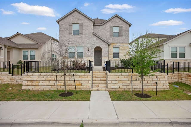 403 Stinchcomb Rd, Hutto, TX 78634 - view of front of home with a fenced front yard and brick siding
