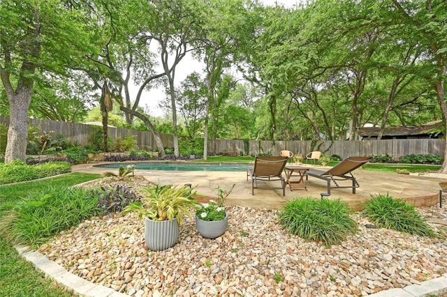 view of patio featuring a fenced backyard