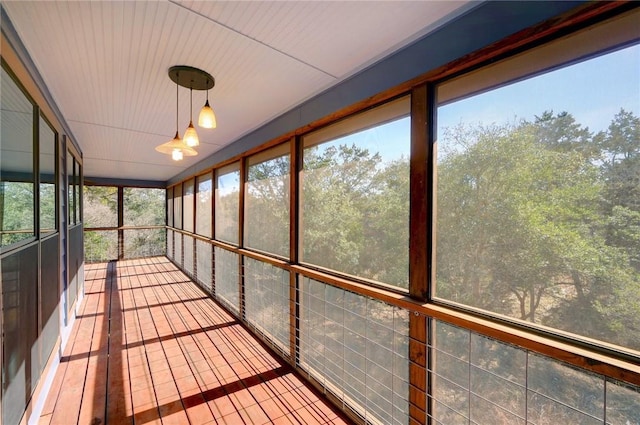 view of unfurnished sunroom