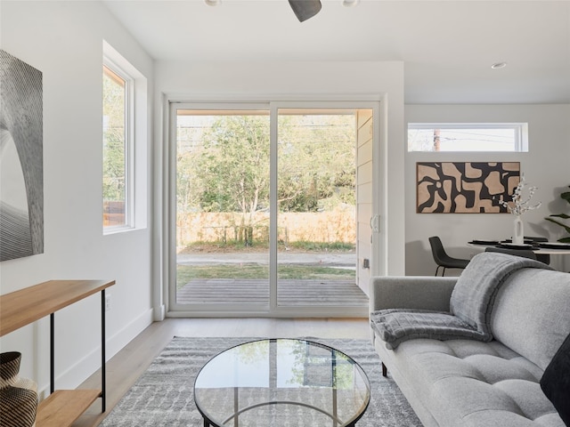 7516 Northcrest Blvd Unit B, Austin, TX 78752 - living area with plenty of natural light, light wood-style floors, recessed lighting, and baseboards