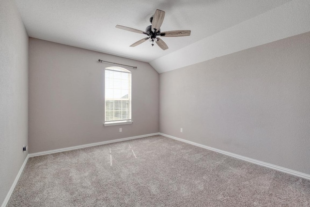 4108 Gildas Path, Pflugerville, TX 78660 - carpeted empty room with ceiling fan, baseboards, and vaulted ceiling