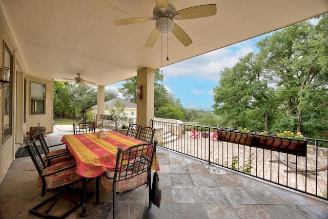 329 Park Place Dr, Georgetown, TX 78628 - view of patio featuring a ceiling fan, outdoor dining area, and a balcony