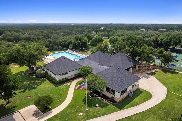 30224 Briarcrest Dr, Georgetown, TX 78628 - birds eye view of property featuring a forest view