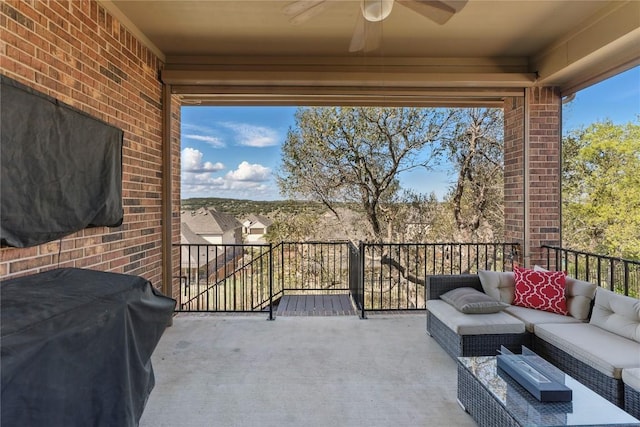 22300 Verbena Pkwy, Spicewood, TX 78669 - view of patio with ceiling fan and an outdoor living space