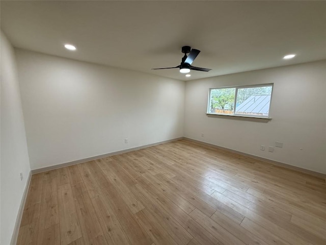 1402 Cardinal Hill Dr, Austin, TX 78758 - empty room with recessed lighting, ceiling fan, light wood-style flooring, and baseboards