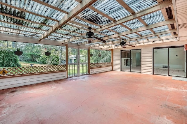 3108 Matador Dr, Austin, TX 78741 - view of patio / terrace featuring a ceiling fan and a pergola