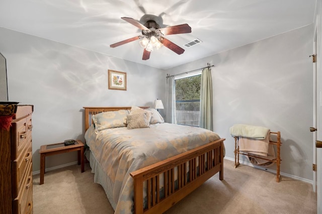 20807 Boggy Ford Rd, Lago Vista, TX 78645 - bedroom with light carpet and a ceiling fan