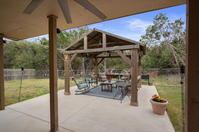 20807 Boggy Ford Rd, Lago Vista, TX 78645 - fenced backyard with a gazebo, an outdoor living space, and a patio