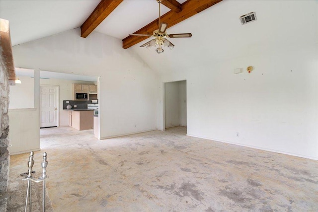 182 Lake Front Dr, Cedar Creek, TX 78612 - unfurnished living room with ceiling fan and light colored carpet