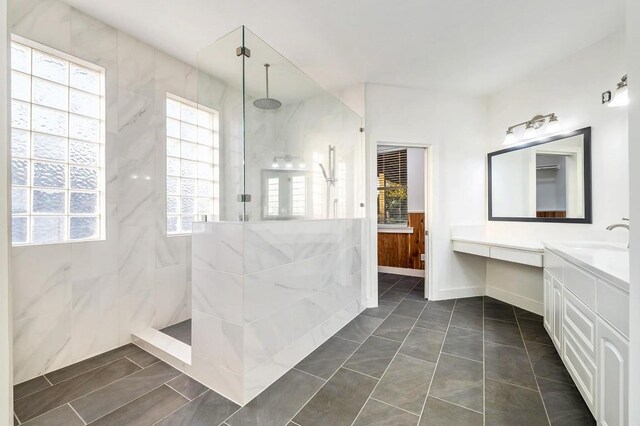 740 Nelson Ranch Rd, Cedar Park, TX 78613 - full bathroom featuring a marble finish shower and vanity