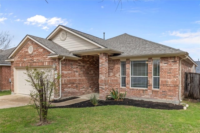 1628 Hidden Springs Path, Round Rock, TX 78665 - single story home with brick siding, a garage, concrete driveway, and roof with shingles