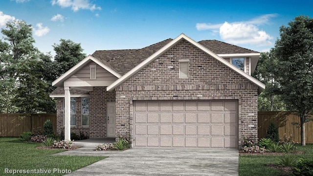 18309 Emu Ln, Manor, TX 78653 - view of front of house featuring brick siding, concrete driveway, and a garage