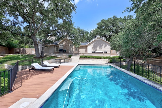 807 Terrace Mountain Dr, West Lake Hills, TX 78746 - view of pool with a deck, fence, and a fenced in pool