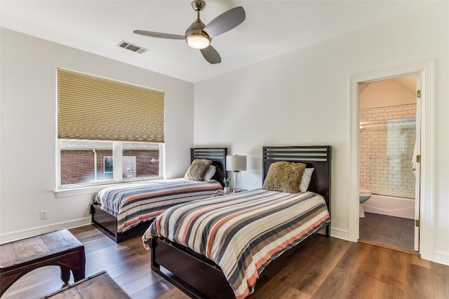 5802 Gentle Breeze Ter, Austin, TX 78731 - bedroom with wood finished floors, connected bathroom, and a ceiling fan