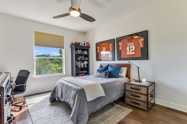 5802 Gentle Breeze Ter, Austin, TX 78731 - bedroom featuring wood finished floors and a ceiling fan
