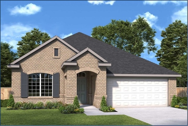 8508 Bouvreuil Dr, Austin, TX 78738 - view of front of property featuring brick siding, a garage, and concrete driveway