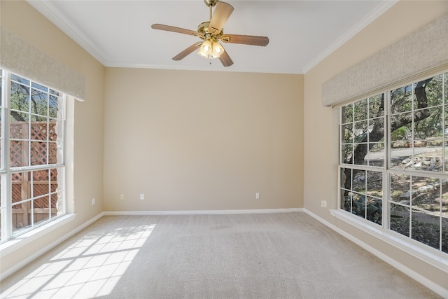 6407 Johanne Ct, Austin, TX 78750 - unfurnished room featuring plenty of natural light, ornamental molding, carpet floors, and ceiling fan