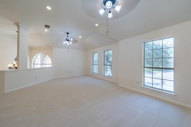 7724 Yaupon Dr, Austin, TX 78759 - unfurnished room with ceiling fan, light colored carpet, baseboards, and recessed lighting